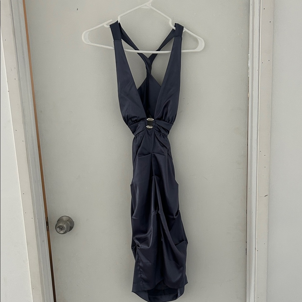 B. Smart Gray Backless Dress